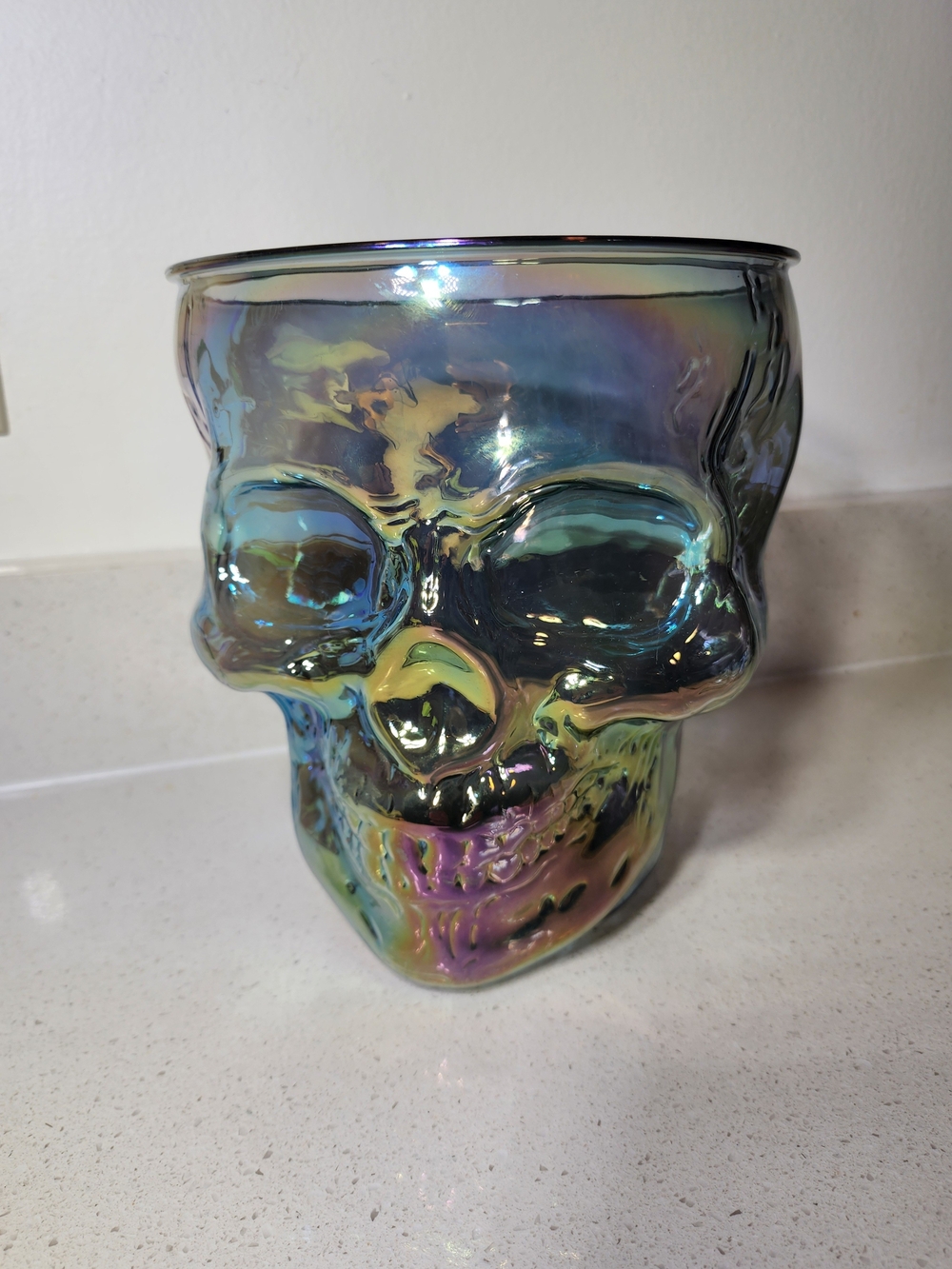 Iridescent Skull Bucket Bowl 4.5 Qt Acrylic- Multicolor